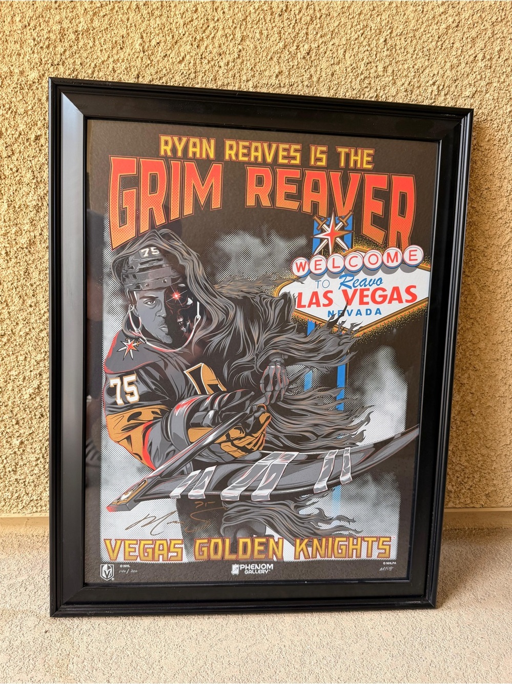 Rare Dual Signed Ryan Reaves Phenom Gallery "Grim Reaver" Screen Print #146/200